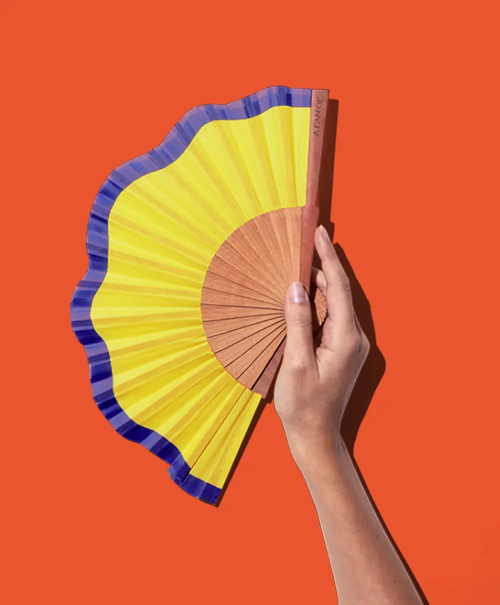 A FAN OF Abanico Éventail Fluid shapes mini handmade cotton wood copia
