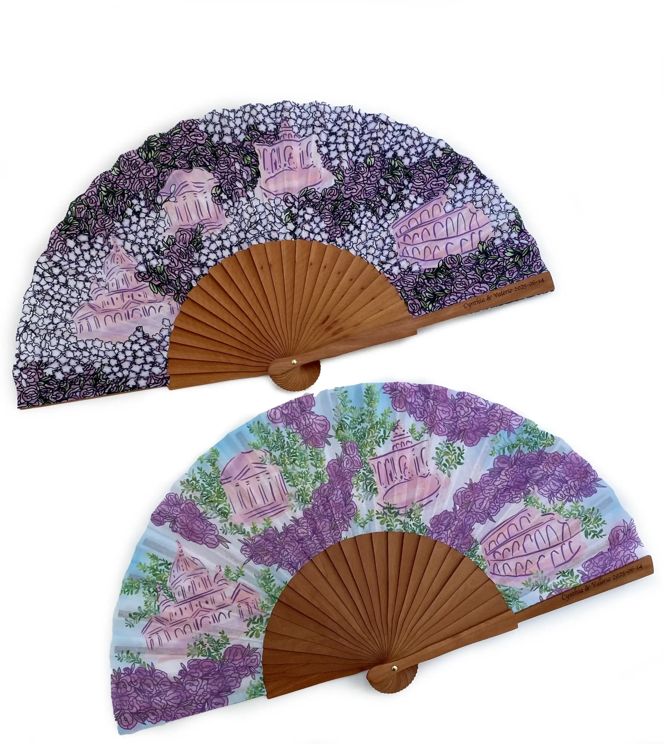 Diseños de abanico inspirados en la ciudad de Roma.