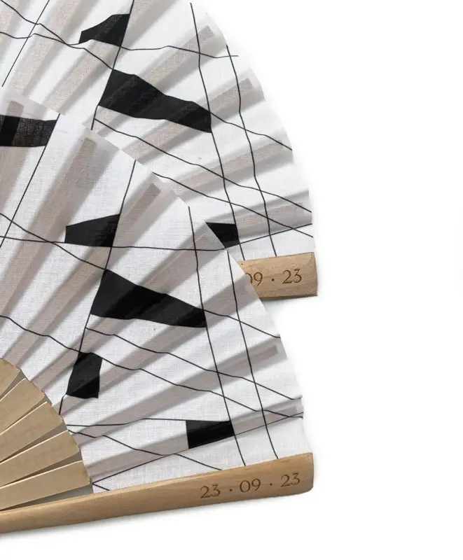 Diseño para boda, aportado por el cliente para un abanico medida mini